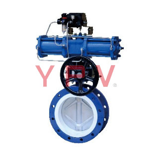 D641F46 Pneumatic Flanged Fluorine Lined Butterfly Valve